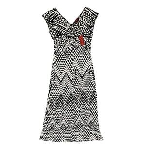 Christin Michaels Black White Sleeveless Twisted Geometric Maxi Dress Size M